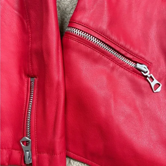 Vibrant Red Leather Jacket for Women - Picture 8 of 13